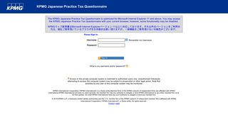 
                            1. KPMG Japanese Practice Tax Questionnaire : Login