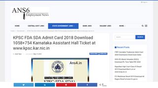 
                            1. KPSC FDA SDA Admit Card 2018 Download 1058+754 Karnataka ...