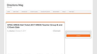 
                            7. KPSC KREIS Hall Ticket 2017 KREIS Teacher Group B and C Exam ...
