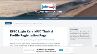
                            9. KPSC Login KeralaPSC Thulasi Profile Registration Page | All Jobs ...
