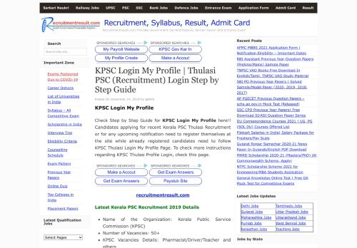 
                            8. KPSC Login My Profile | Thulasi PSC (Recruitment) Login ...