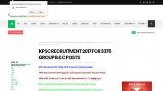 
                            11. KPSC RECRUITMENT 2017 FOR 3376 GROUP B & C POSTS ...