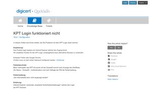 
                            7. KPT Login funktioniert nicht - QuoVadis Customer Support