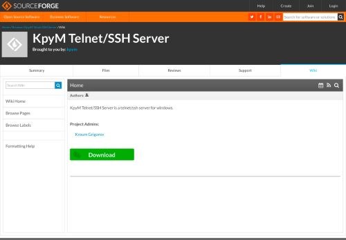 
                            3. KpyM Telnet/SSH Server / Wiki / Home - SourceForge