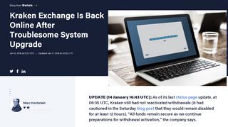 
                            9. Kraken Exchange Is Back Online After Troublesome System ...