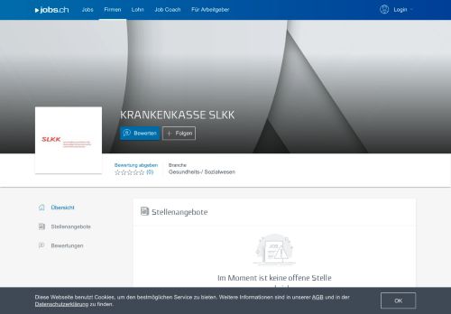
                            8. KRANKENKASSE SLKK - 1 offene Stelle auf jobs.ch