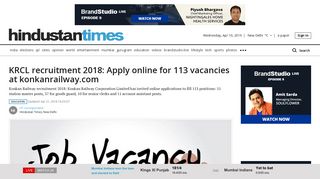 
                            10. KRCL recruitment 2018: Apply online for 113 vacancies at ...