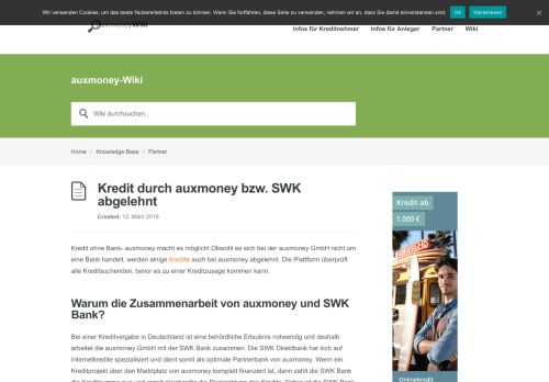 
                            8. Kredit durch auxmoney / SWK abgelehnt » auxmoney Wiki