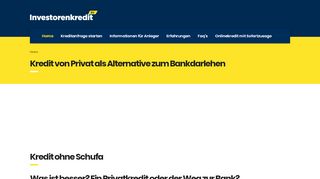 
                            12. Kredit ohne Schufa | Investorenkredit: Kredit von Privat