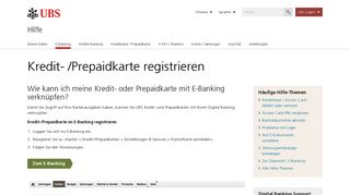 
                            4. Kredit- und Prepaidkarte im E-Banking registrieren | UBS Schweiz