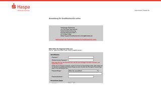 
                            4. Kreditkarte online Anmeldung - Haspa