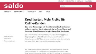 
                            13. Kreditkarten: Mehr Risiko für Online-Kunden - Artikel - www.saldo.ch