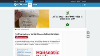 
                            9. Kreditkartenkonto bei der Hanseatic Bank kündigen