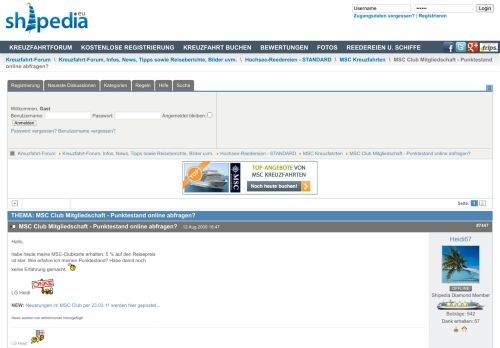 
                            7. Kreuzfahrt Forum :: MSC Club Mitgliedschaft - Punktestand online ...
