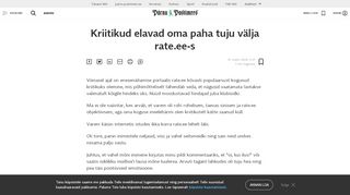 
                            7. Kriitikud elavad oma paha tuju välja rate.ee-s - Arhiiv - Pärnu Postimees