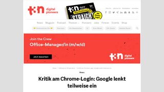 
                            3. Kritik am Chrome-Login: Google lenkt teilweise ein | t3n – digital ...