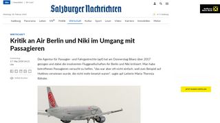 
                            4. Kritik an Air Berlin und Niki im Umgang mit Passagieren | SN.at