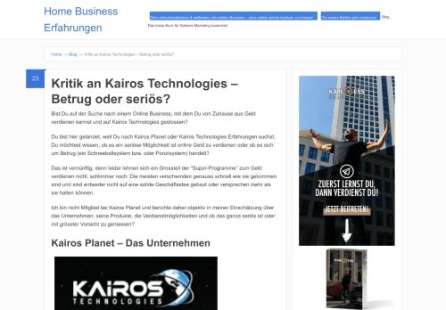 
                            2. Kritik an Kairos Technologies – Betrug oder seriös? - Home Business ...
