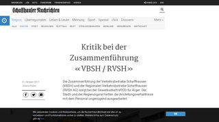 
                            7. Kritik bei der Zusammenführung «VBSH / RVSH» | Schaffhauser ...