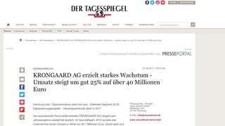 
                            4. KRONGAARD AG: KRONGAARD AG erzielt starkes Wachstum ...