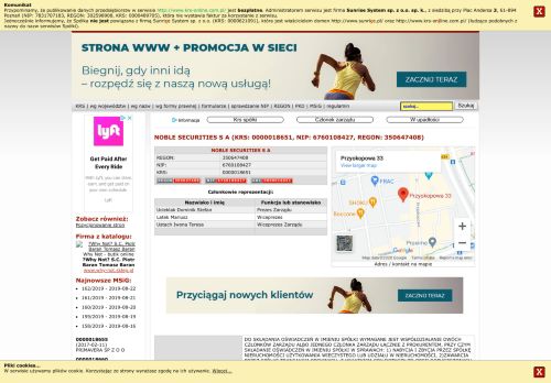 
                            12. KRS 0000018651 NOBLE SECURITIES S A, NIP 6760108427 ...