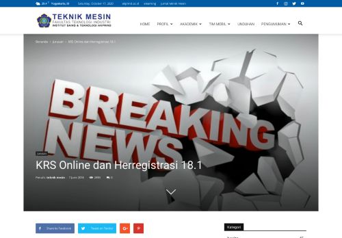 
                            2. KRS Online dan Herregistrasi 18.1 | Teknik Mesin IST AKPRIND ...