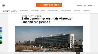 
                            12. Krypto-Start-up Bitbond Bafin genehmigt erstmals ... - Das Investment