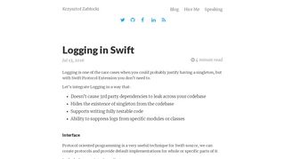 
                            5. Krzysztof Zabłocki - Logging in Swift