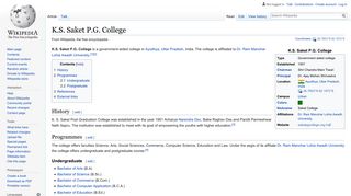 
                            8. K.S. Saket P.G. College - Wikipedia