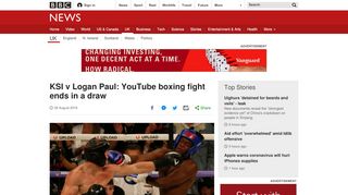 
                            7. KSI v Logan Paul: YouTube boxing fight ends in a draw - BBC News