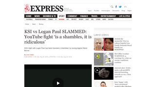 
                            8. KSI vs Logan Paul SLAMMED: YouTube fight 'is a shambles, it is ...