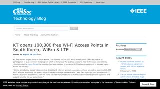 
                            7. KT opens 100,000 free Wi-Fi Access Points in South Korea; ...