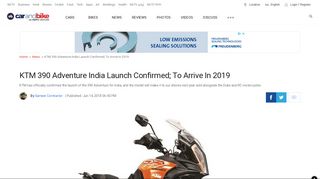 
                            11. KTM 390 Adventure India Launch Confirmed; To Arrive In 2019 ...