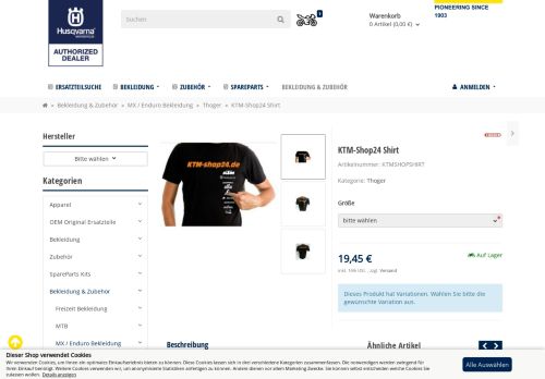 
                            12. KTM-Shop24 Shirt, 19,95 € - Husqvarna Motorrad Onlineshop - offi