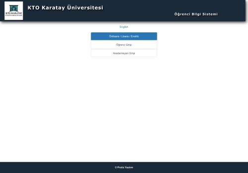 
                            2. KTO Karatay Üniversitesi -> Öğrenci Bilgi Sistemi