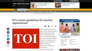 
                            11. KTU issues guidelines for teacher appointment - Times of India
