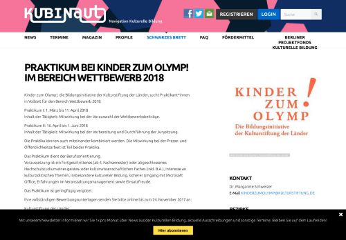 
                            11. Kubinaut - Praktikum bei Kinder zum Olymp! im Bereich Wettbewerb ...