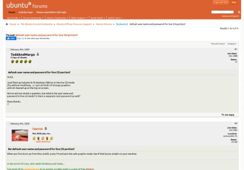 
                            2. [kubuntu] default user name and password for live CD portion ...