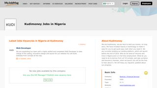
                            9. Kudimoney Jobs and Vacancies in Nigeria February 2019 | MyJobMag