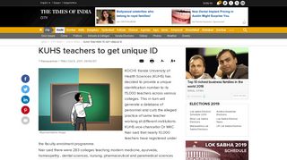 
                            7. KUHS teachers to get unique ID | Kochi News - Times of India