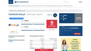 
                            3. Kuki.pl - opinie o chwilówce i recenzja | pożyczka portal