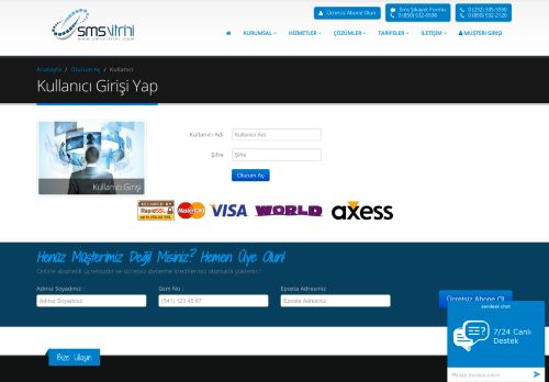 
                            1. Kullanıcı Girişi Yap - Sms Vitrini.com | toplu sms, toplu sms servisi, sms ...