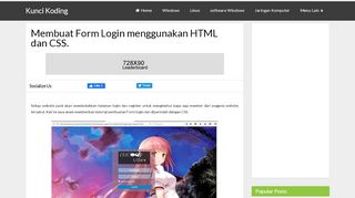 
                            12. Kunci Koding: Membuat Form Login menggunakan HTML dan CSS.