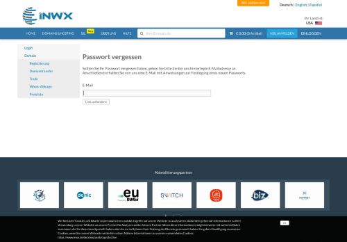 
                            2. Kunde » Passwort vergessen - Inwx