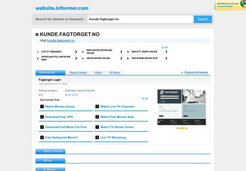 
                            8. kunde.fagtorget.no at WI. Fagtorget Login - Website Informer