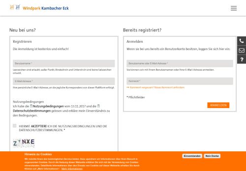 
                            13. Kunden Login - | Windpark Kambacher Eck | Bürger für die ...