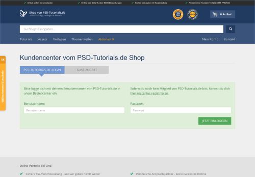 
                            3. Kundencenter - PSD-Tutorials.de Shop