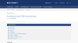 
                            3. Kundenportal: DNS-Verwaltung | METANET - Web. Mail. Server.