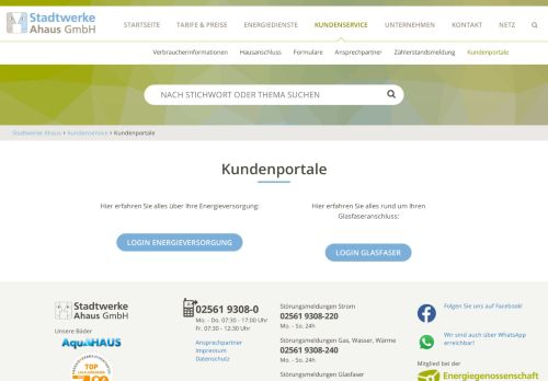 
                            1. Kundenportale | Stadtwerke Ahaus