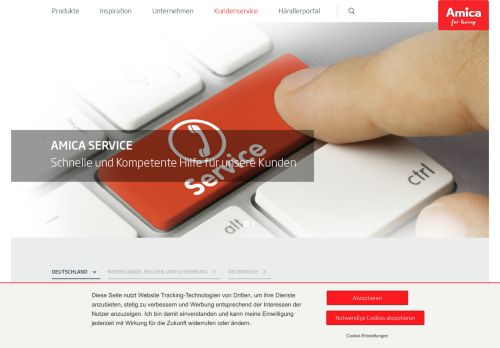 
                            5. Kundenservice-Seite mit Kontaktdaten | Amica International GmbH